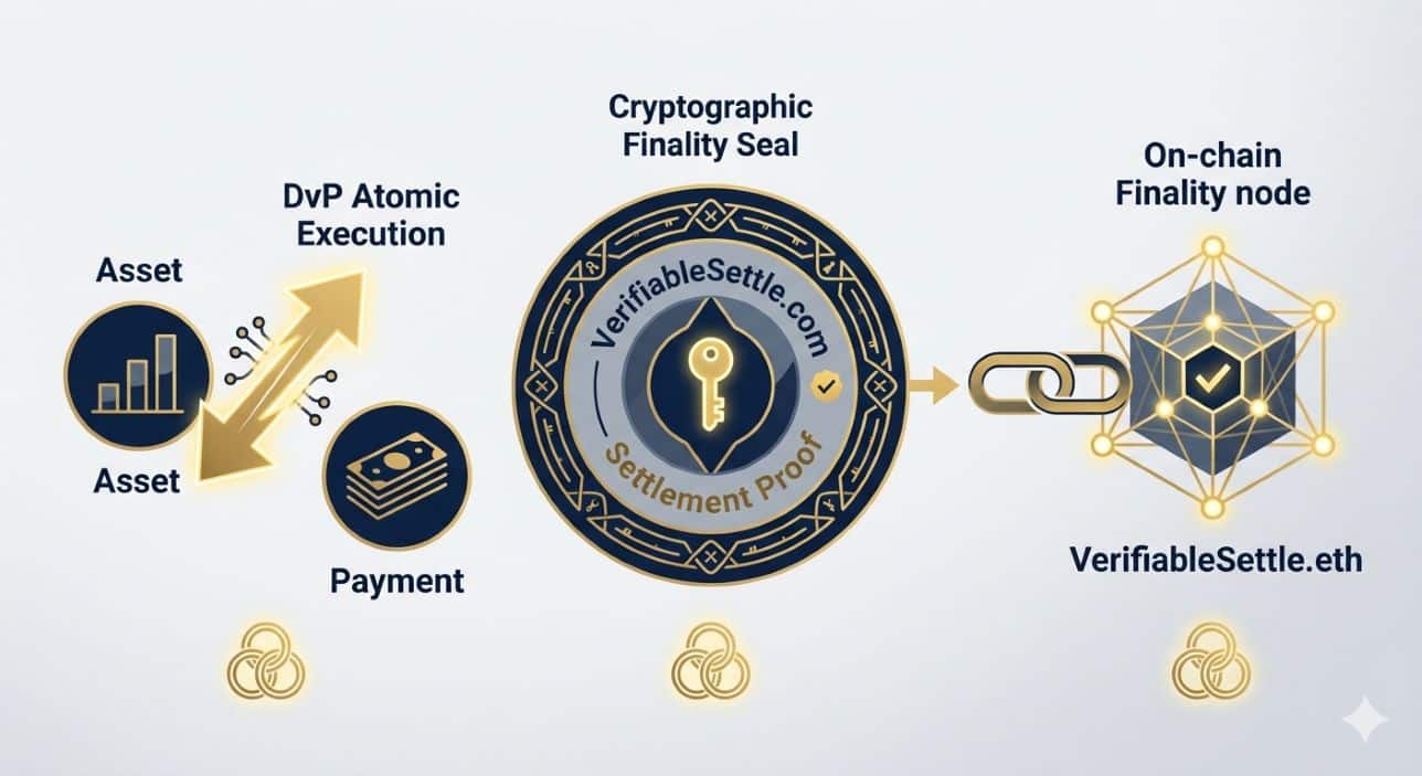VerifiableSettle.com atomic DvP settlement registry and VerifiableSettle.eth on-chain finality oracle — Verifiable Settlement Standard for cryptographically proven, GENIUS Act compliant cross-border settlement